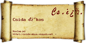 Csida Ákos névjegykártya